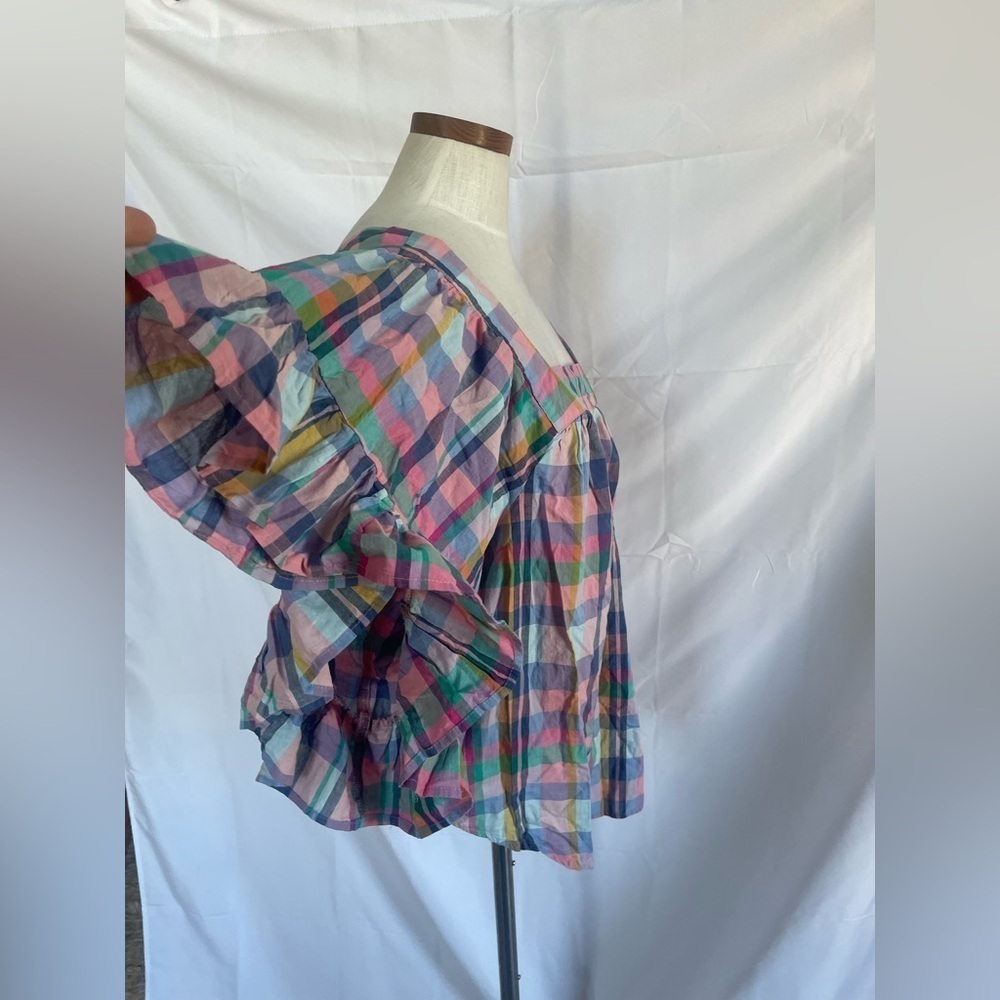 Plaid Multicolor Women's Top size 14W 0X Terra & Sky - Picture 5 of 8